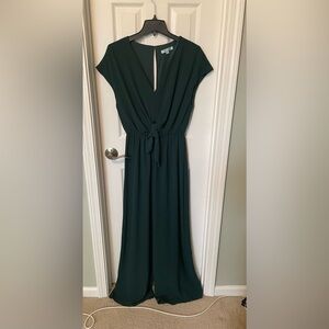 She + Sky green tie-front jumpsuit with elastic waist.